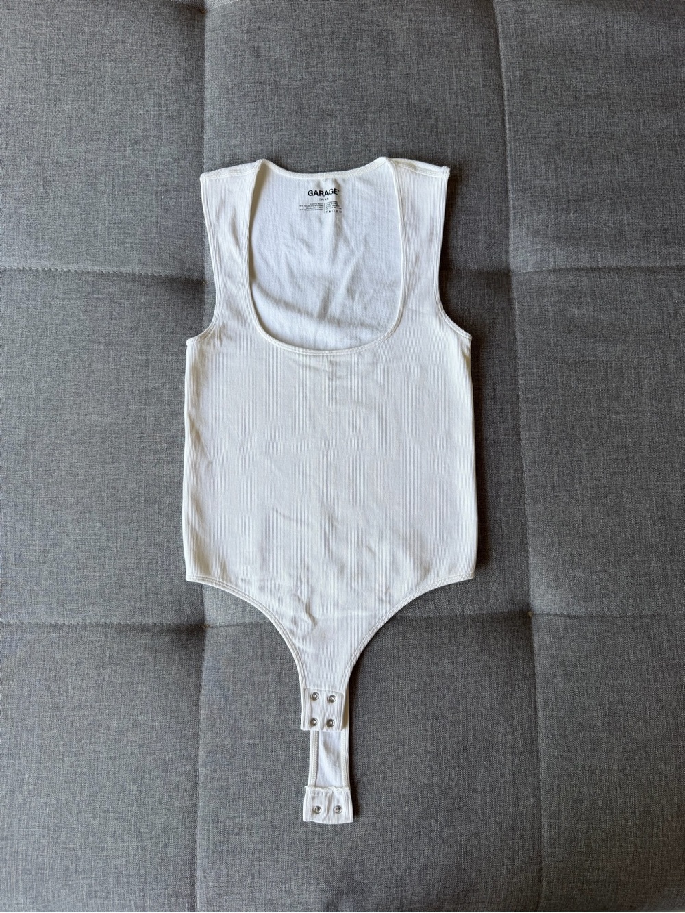 Garage White Ribbed Bodysuit Tank